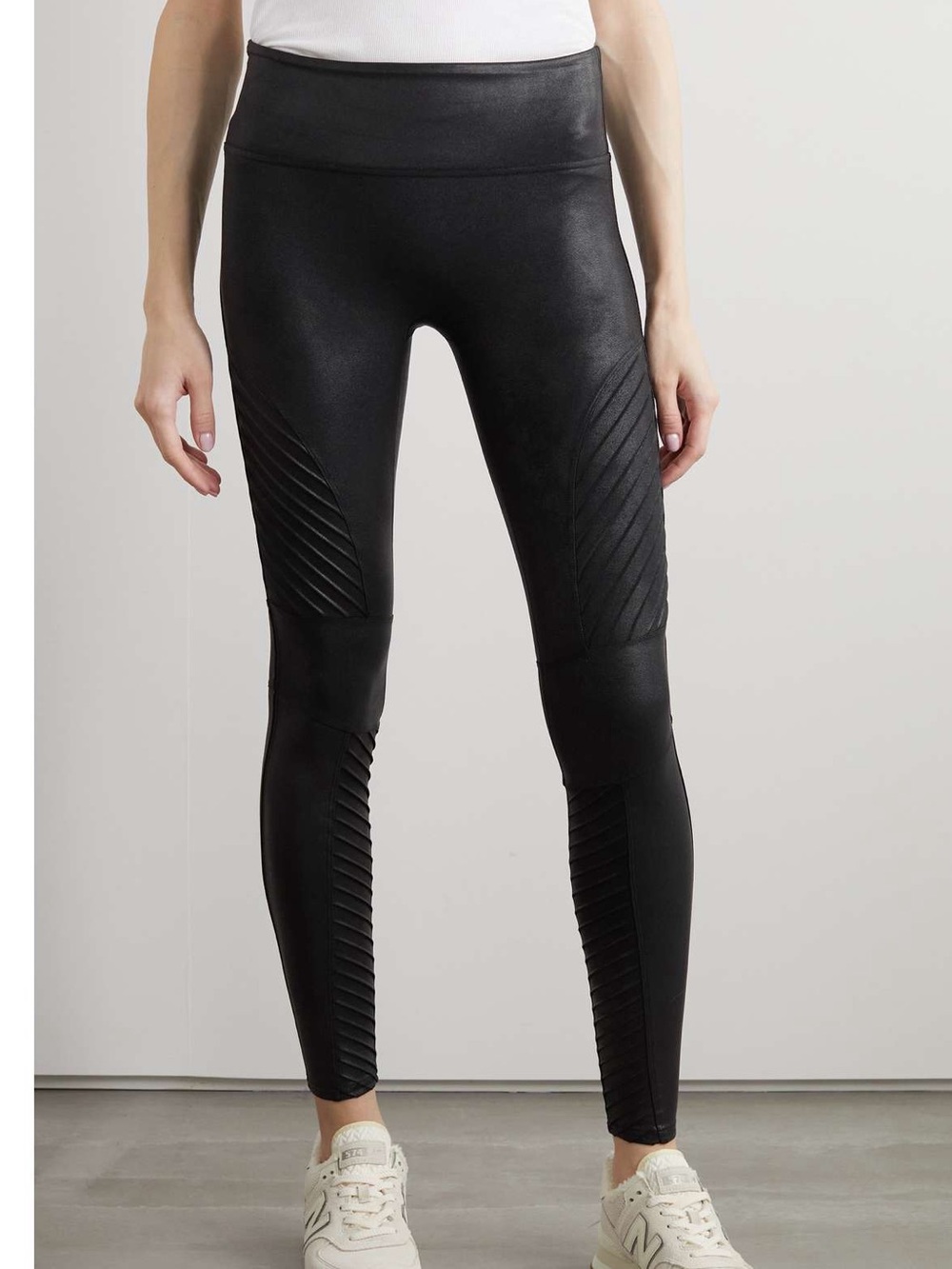 SPANX Black Moto-Panel High-Waist Leggings M New